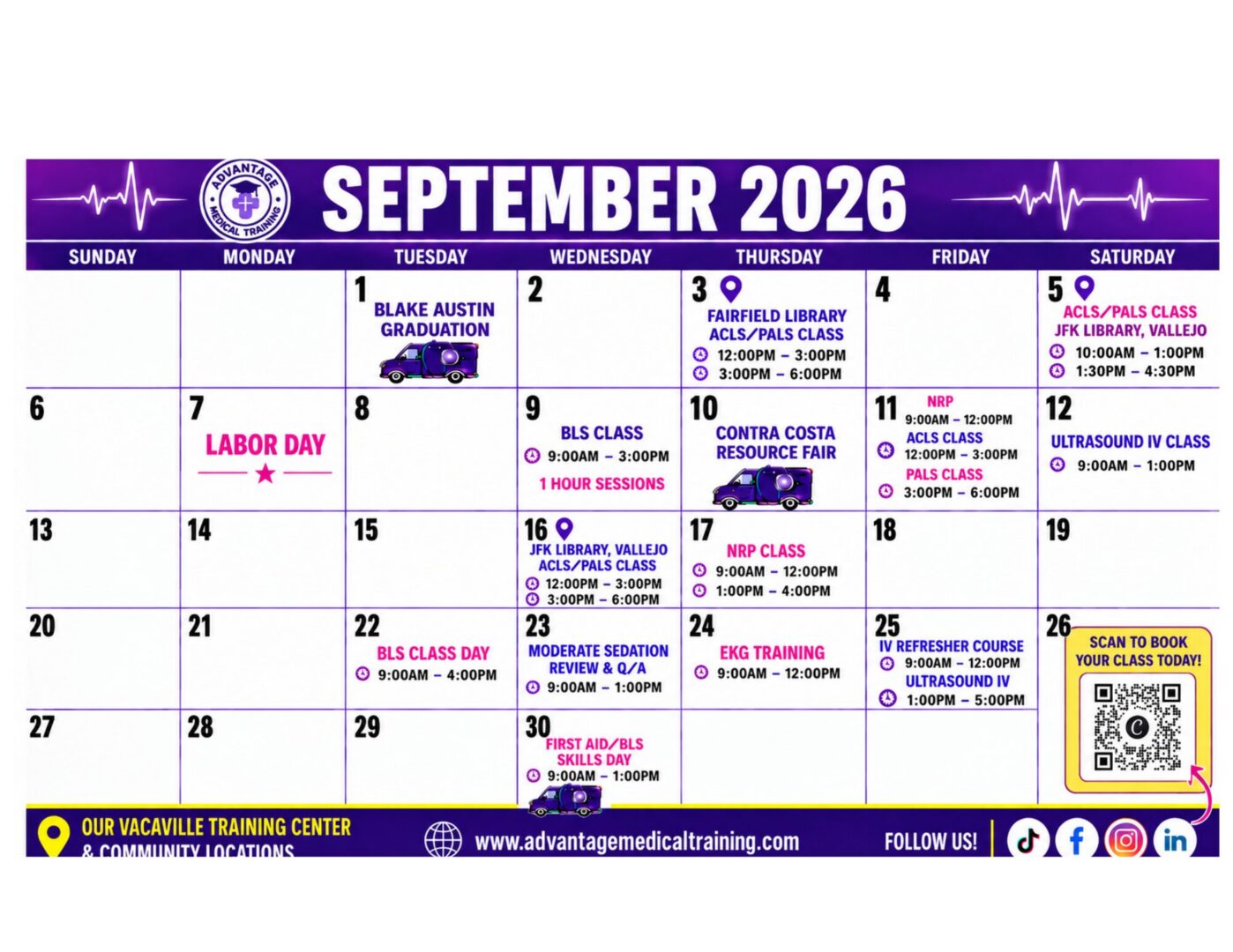 September 2026 training schedule